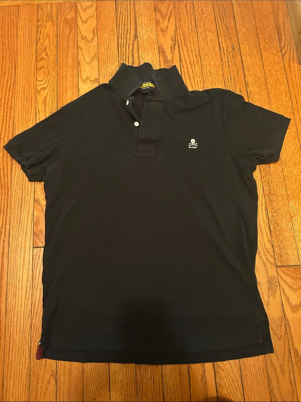 Polo by Ralph Lauren Black Short-Sleeve Polo with Embroidered Skull